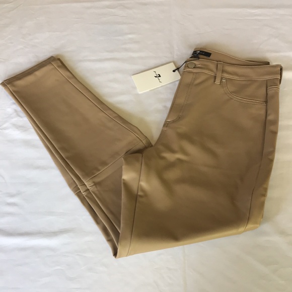 7 for All Mankind Skinny Faux Leather Pants Camel Size M NWT - Picture 9 of 11